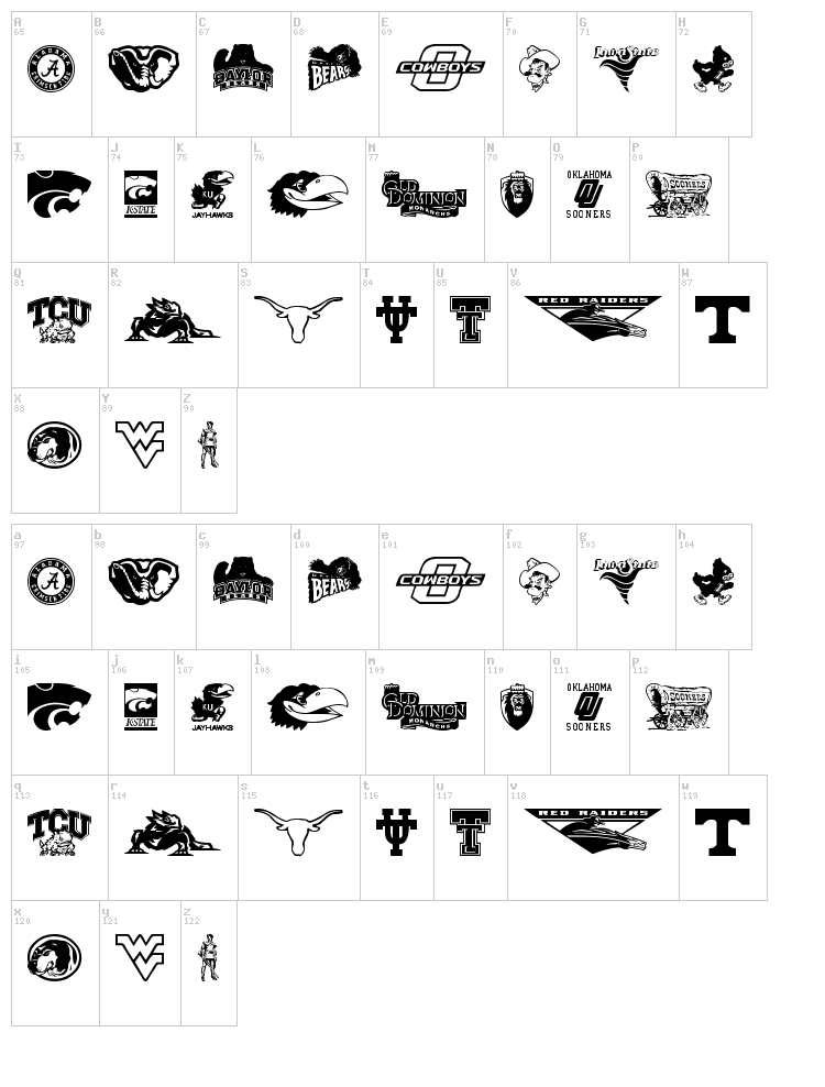 Big-12 font map